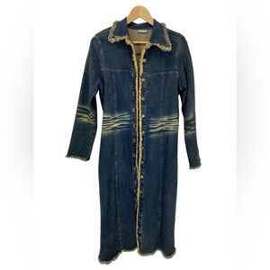 Vtg Y2K long denim coat